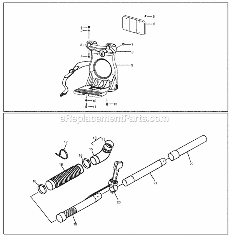 Page E Diagram and Parts List for BP406  Poulan Leaf Blower / Vacuum