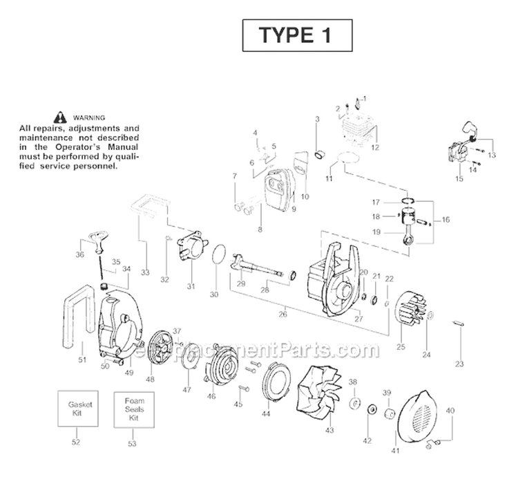 Page A Diagram and Parts List for BV1650LE Type 1 Poulan Leaf Blower / Vacuum
