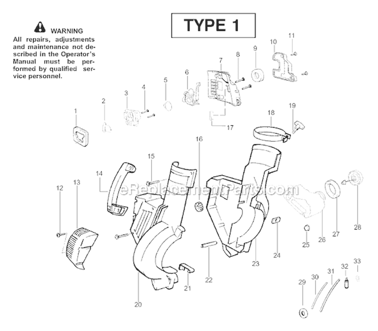 Page B Diagram and Parts List for BV1650LE Type 1 Poulan Leaf Blower / Vacuum