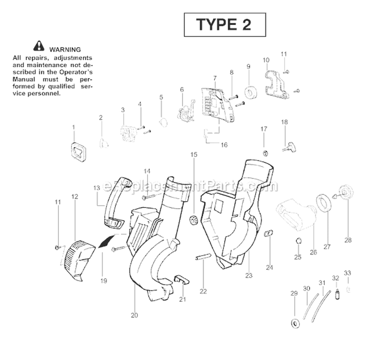 Page B Diagram and Parts List for BV1650LE Type 2 Poulan Leaf Blower / Vacuum