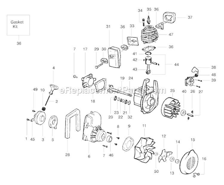 Page A Diagram and Parts List for BV1650 Type 1 Poulan Leaf Blower / Vacuum