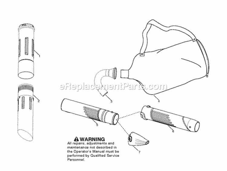 Attachments Diagram and Parts List for BVM200C  Poulan Leaf Blower / Vacuum