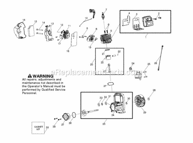 Engine Diagram and Parts List for BVM200C  Poulan Leaf Blower / Vacuum