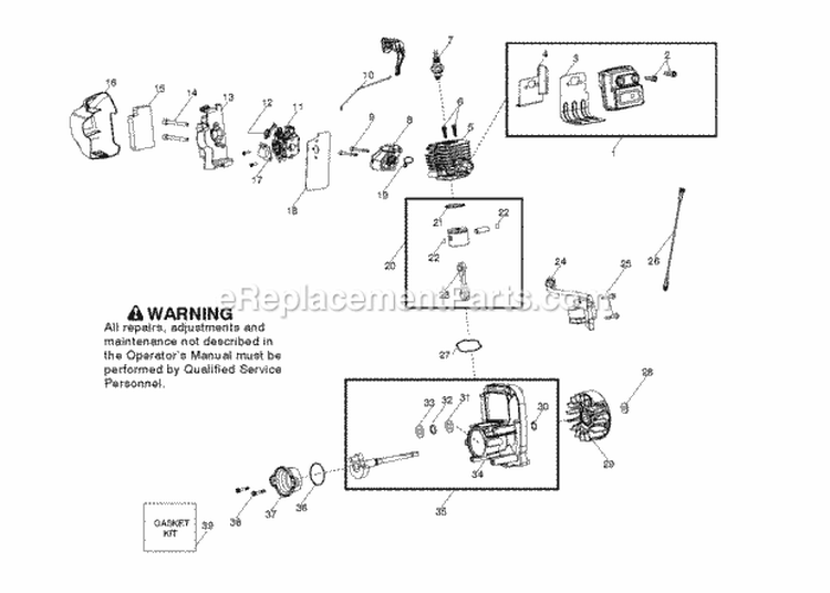 Engine Diagram and Parts List for BVM200FE  Poulan Leaf Blower / Vacuum