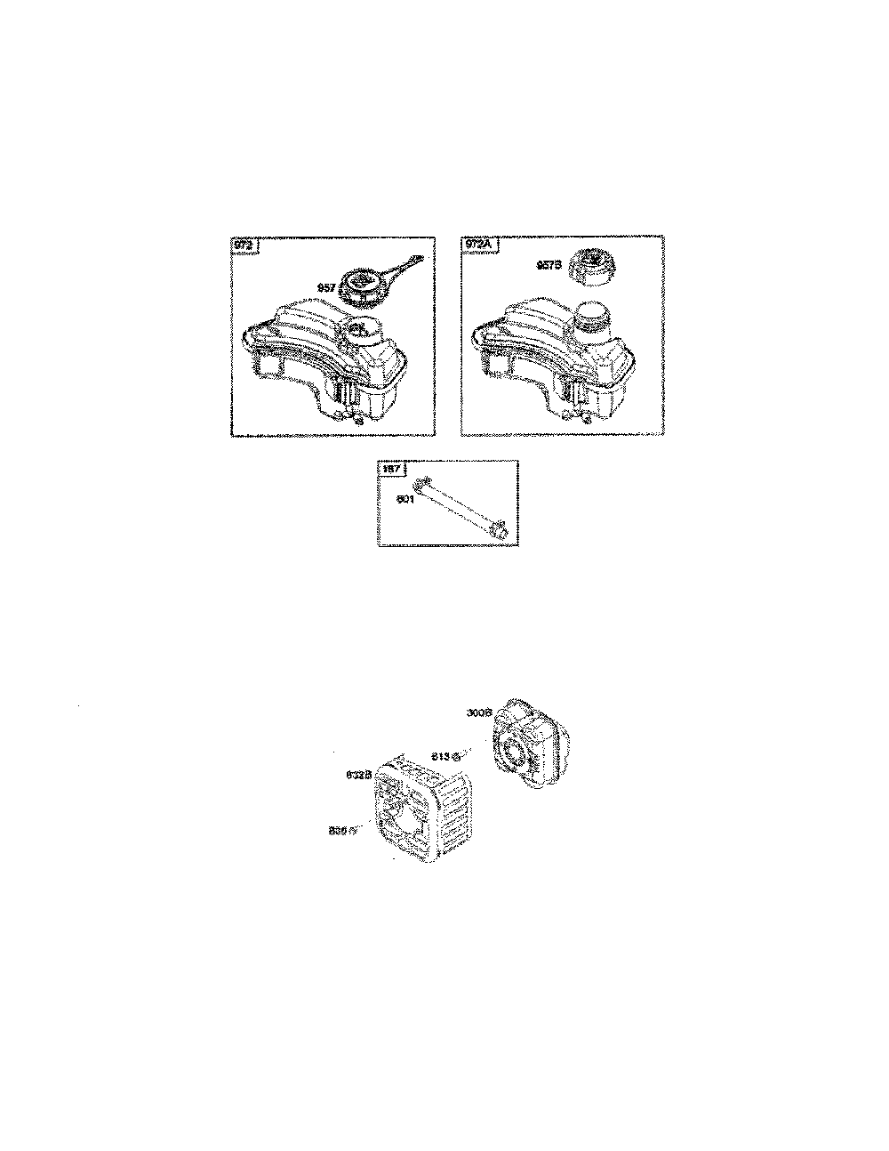 Fuel tank/muffler Diagram and Parts List for 96139000400  Poulan Lawn Mower