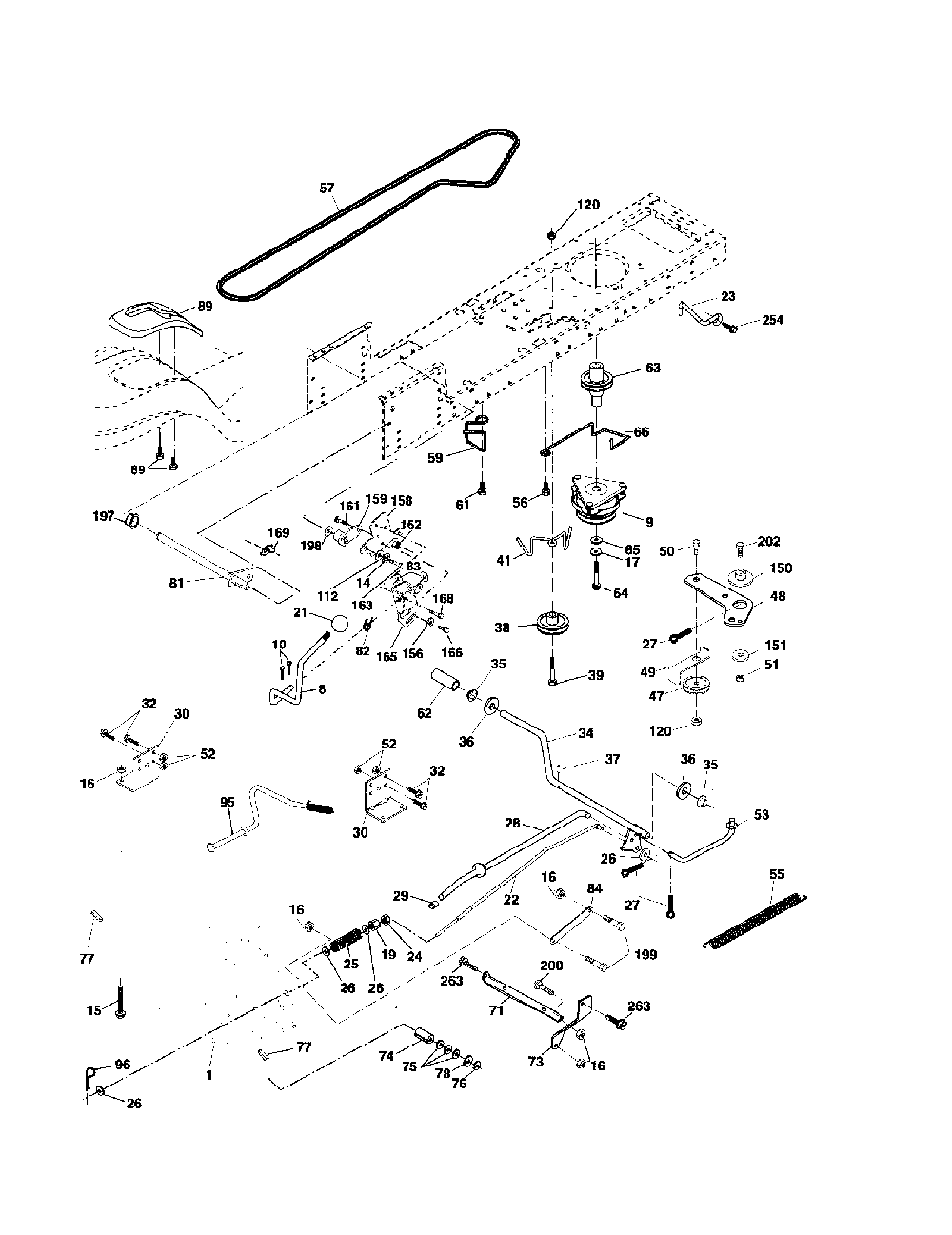 Drive Diagram and Parts List for 96012003000  Poulan Lawn Tractor