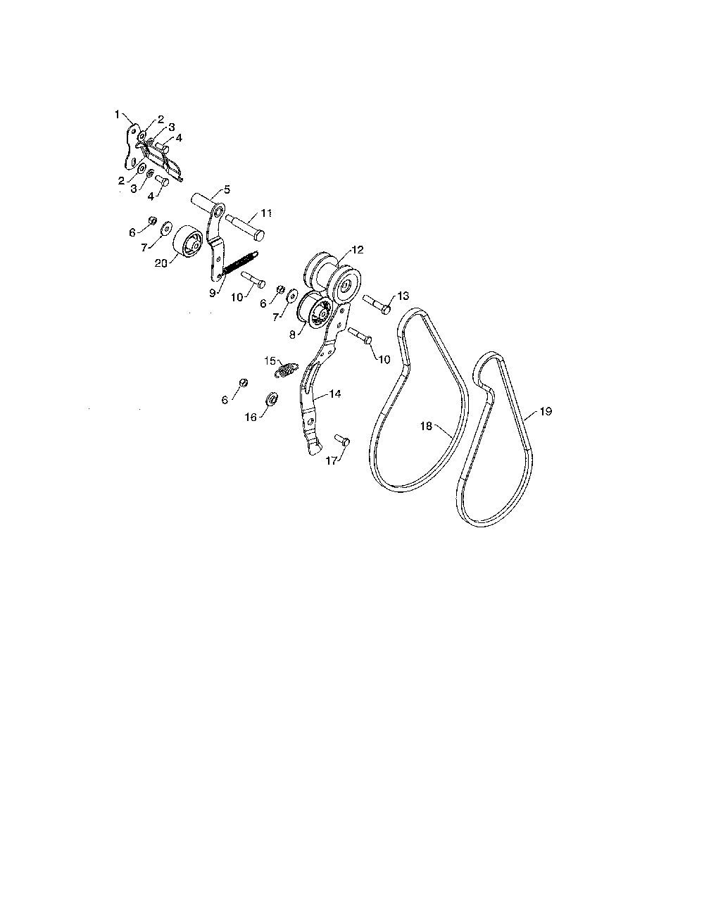 Pulleys/arm idler Diagram and Parts List for 96192006701  Poulan Snow Blower