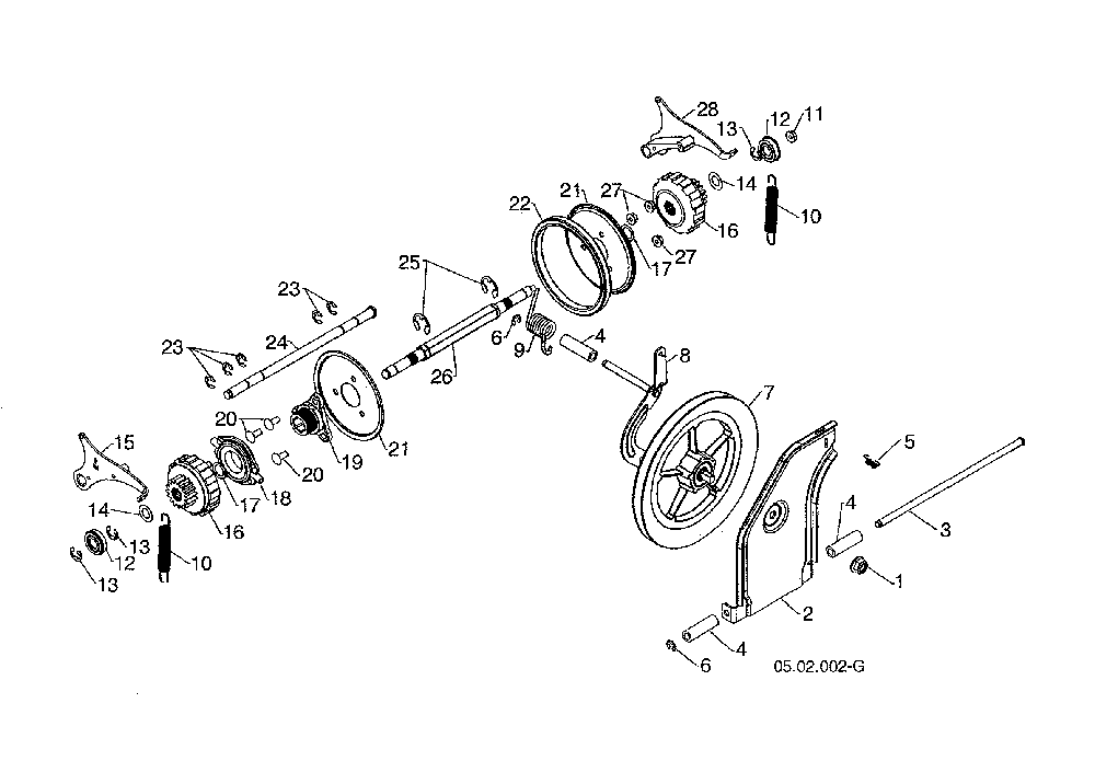 Drive Diagram and Parts List for 96192009102  Poulan Snow Blower