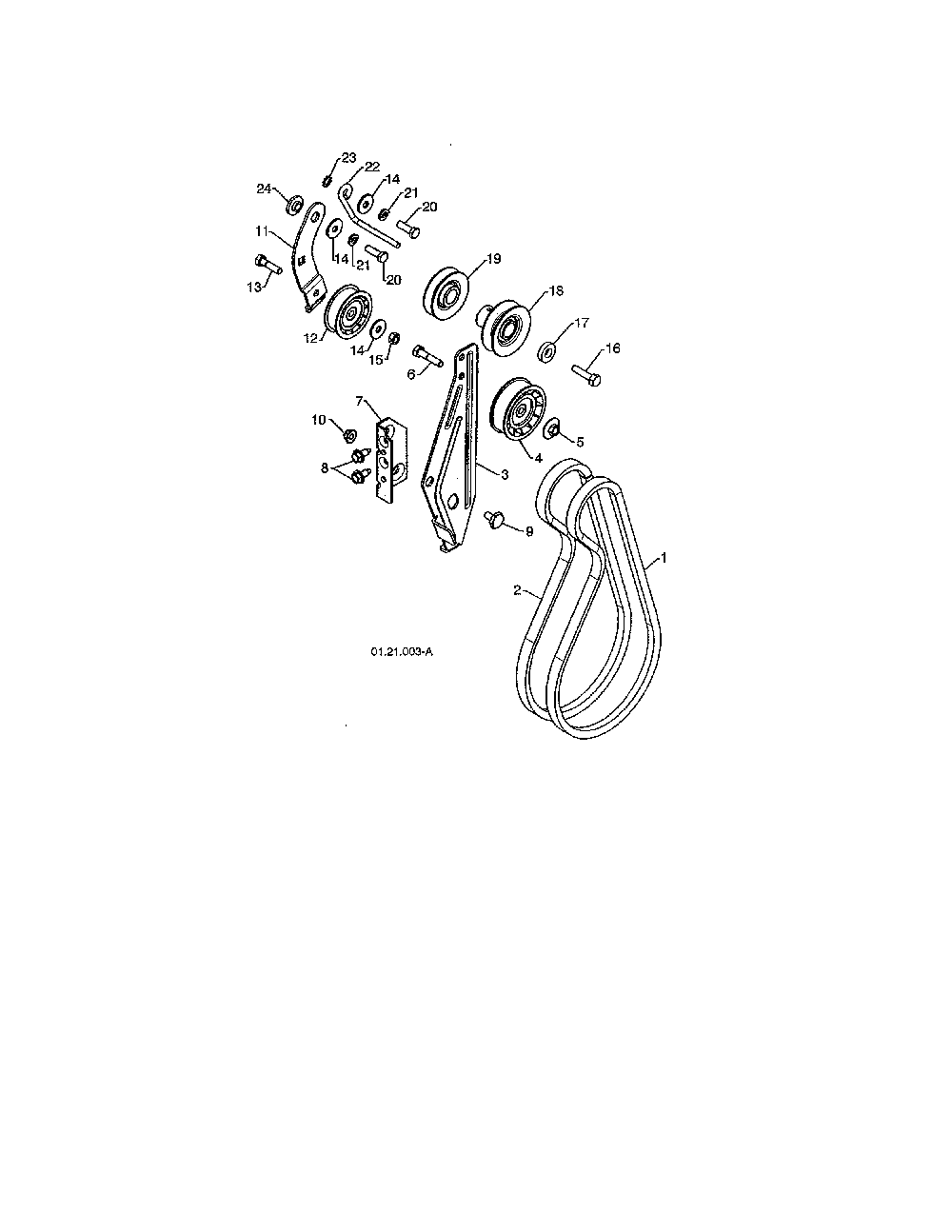 Impeller & traction belts Diagram and Parts List for 96192002900  Poulan Snow Blower