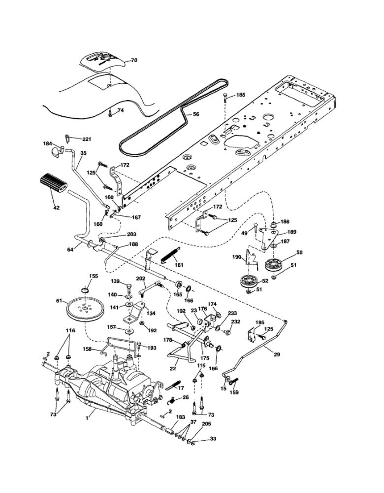 Drive Diagram and Parts List for 96042011200  Poulan Lawn Tractor