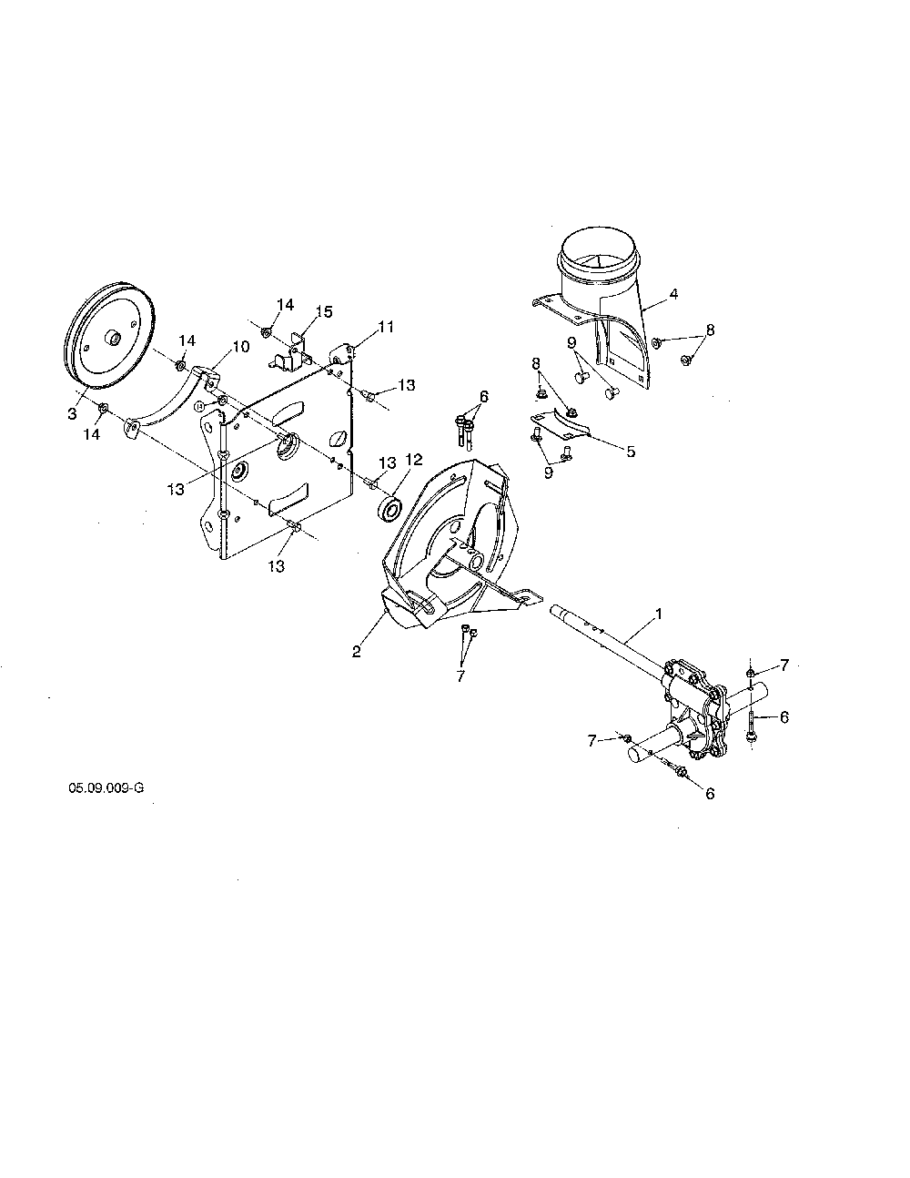Impeller/gearbox Diagram and Parts List for 96192006702  Poulan Snow Blower