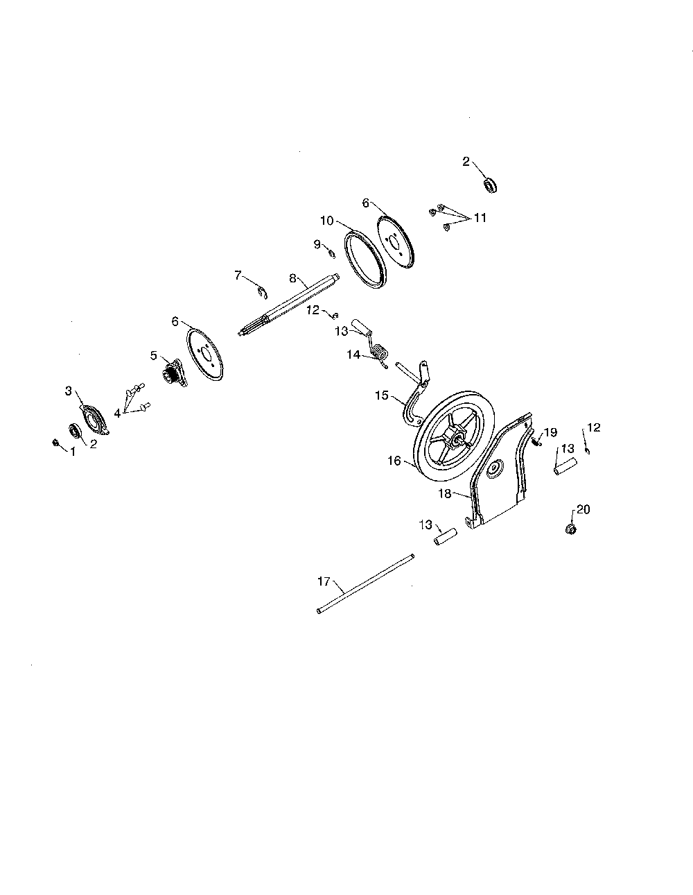 Drive Diagram and Parts List for 96192009600  Poulan Snow Blower