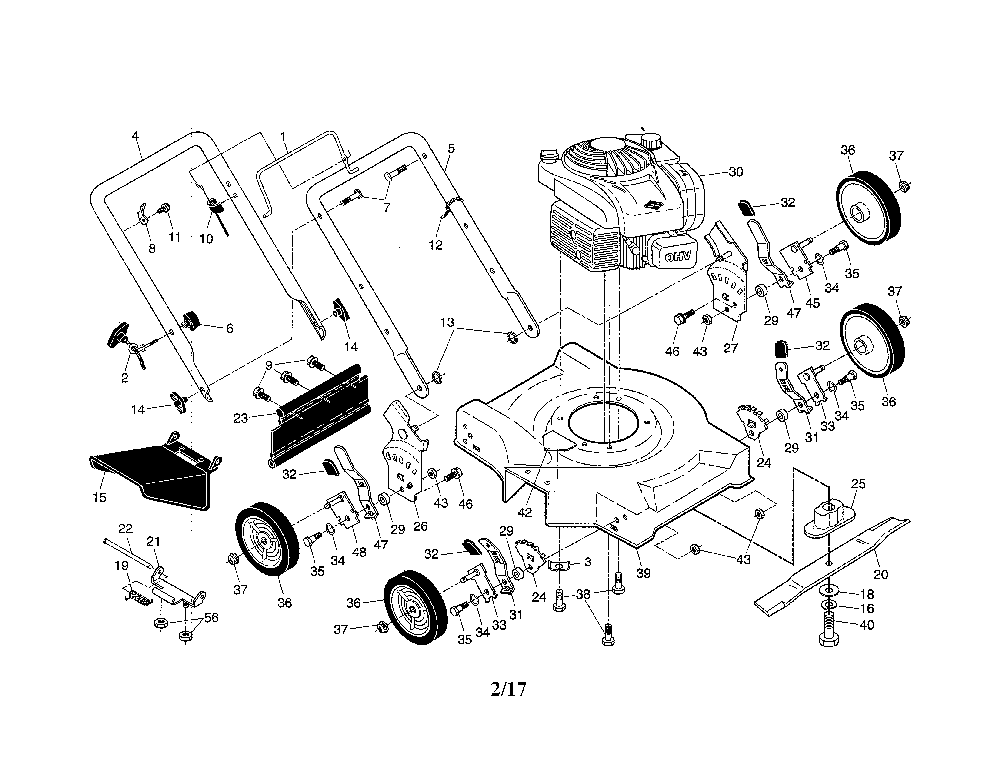 Lawn mower Diagram and Parts List for 96112013002  Poulan Lawn Mower