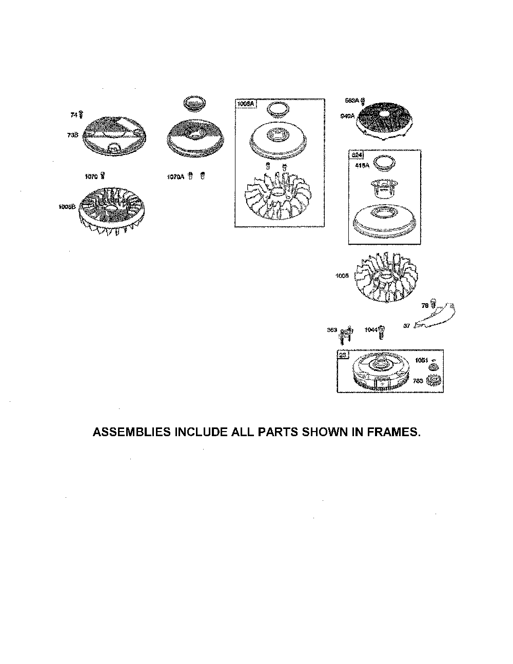Flywheel Diagram and Parts List for 96046002200  Poulan Lawn Tractor