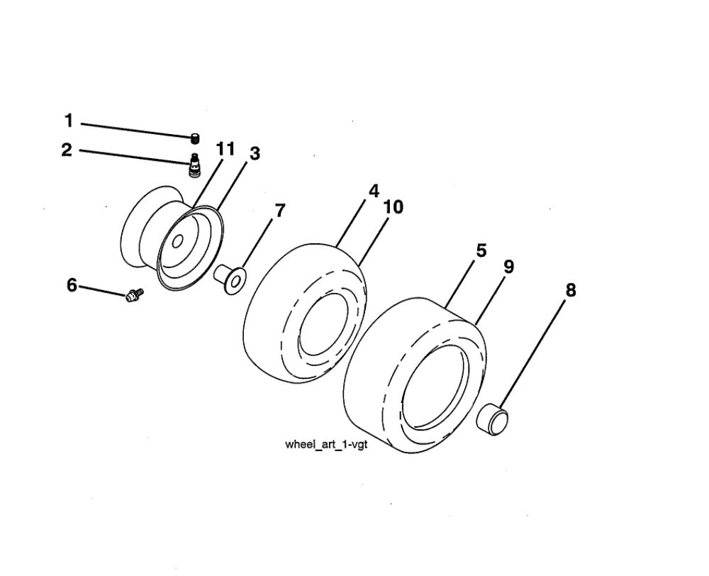 Wheels And Tires Diagram and Parts List for PP20VA42-917223980  Poulan Lawn Tractor