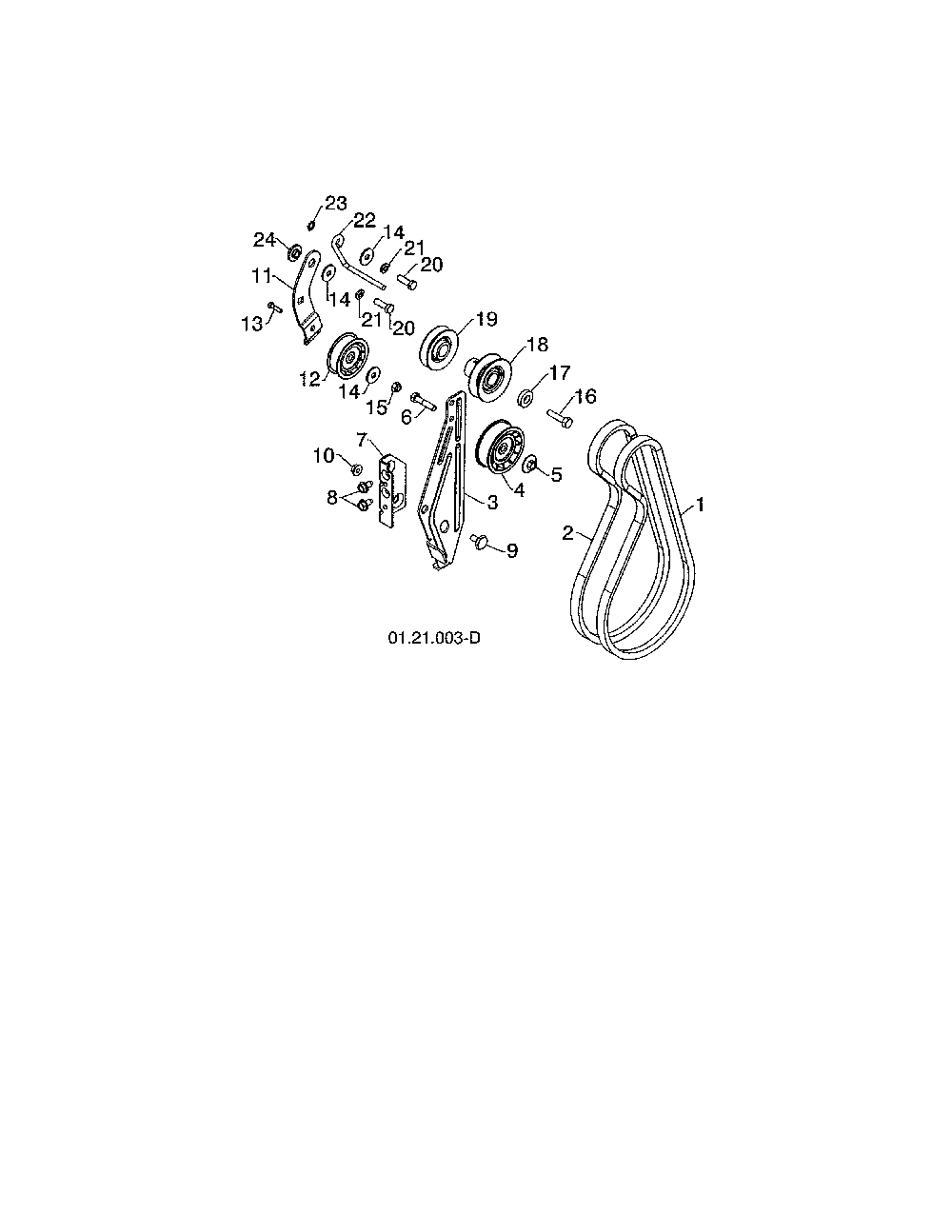 Impeller & traction belts Diagram and Parts List for PR624ES-96198004302  Poulan Snow Blower