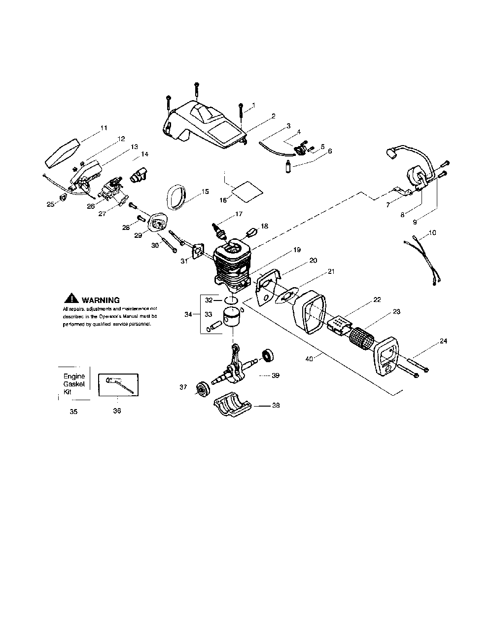Shield/cylinder/crankshaft Diagram and Parts List for TITANIUM  Poulan Chainsaw