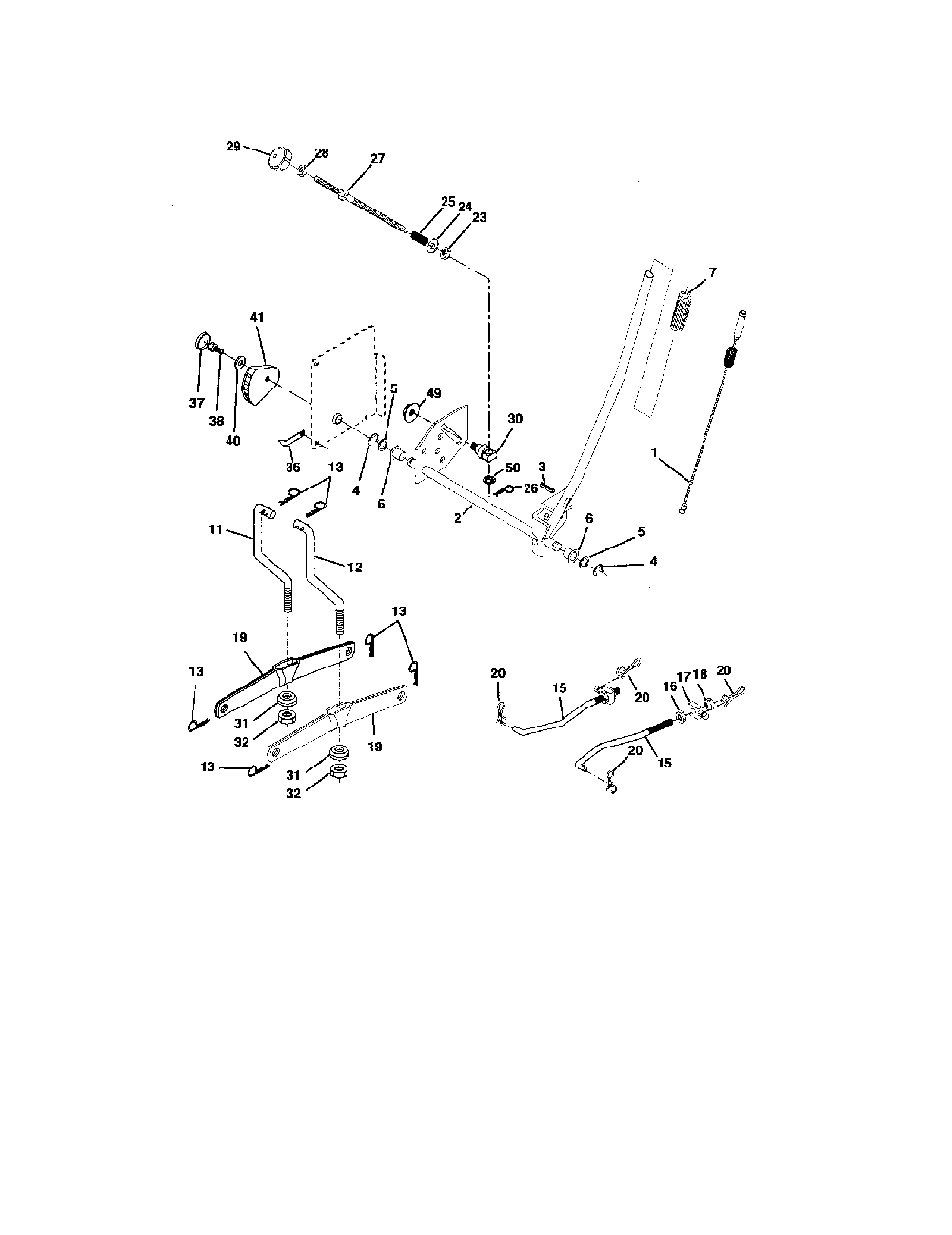Mower lift Diagram and Parts List for BB24H42YT  Poulan Lawn Tractor