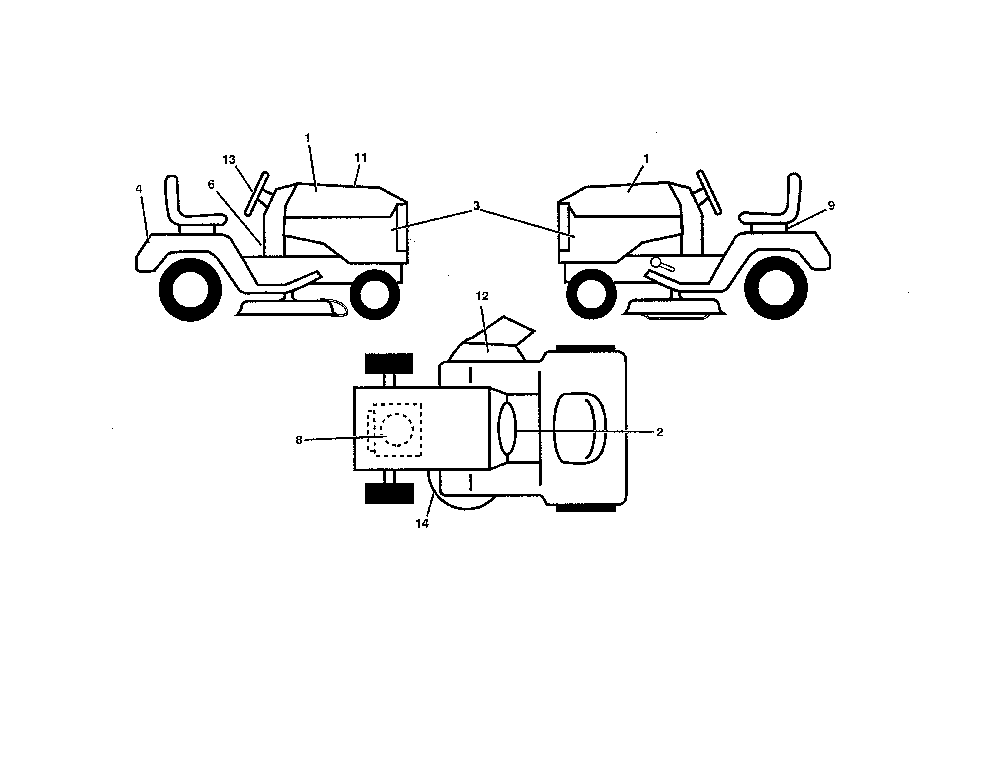 Decals Diagram and Parts List for 96046007600  Poulan Lawn Tractor