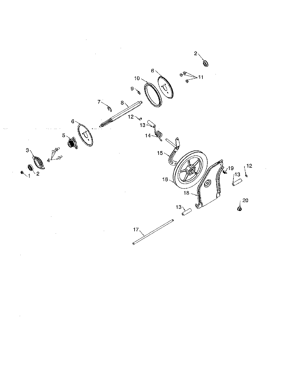 Drive Diagram and Parts List for 96192006701  Poulan Snow Blower