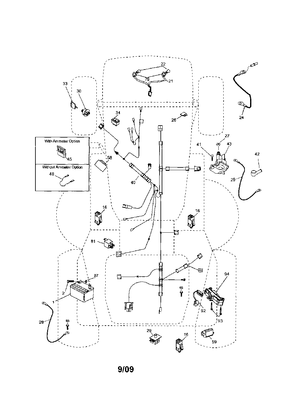 Electrical Diagram and Parts List for 96061022200  Poulan Lawn Tractor