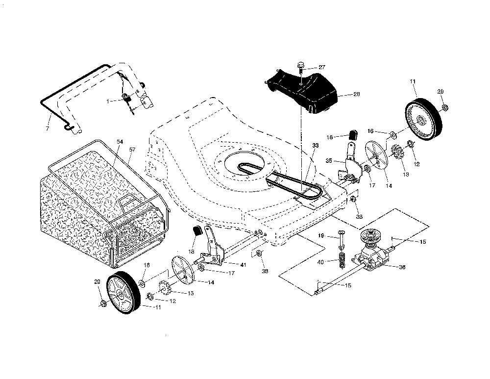 Drive control/gear case/wheels Diagram and Parts List for 96142010600  Poulan Lawn Mower