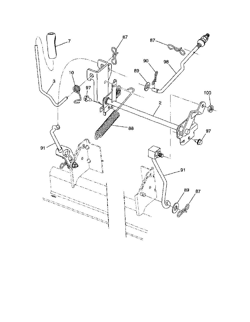 Mower lift Diagram and Parts List for 96041001400  Poulan Lawn Tractor