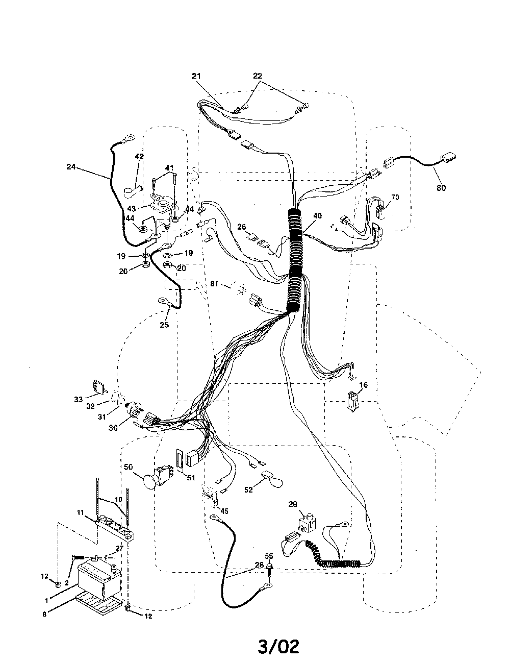 Electrical Diagram and Parts List for 917279760  Poulan Lawn Tractor