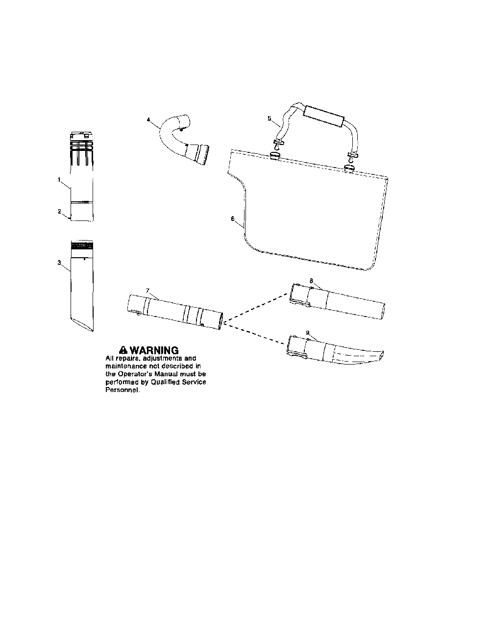Vac tubes & bag Diagram and Parts List for BV2126  Poulan Leaf Blower / Vacuum
