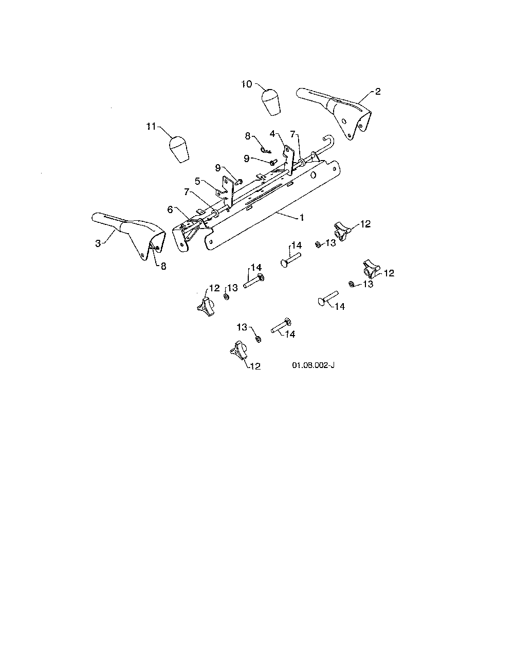 Control panel & levers Diagram and Parts List for 96198004301  Poulan Snow Blower