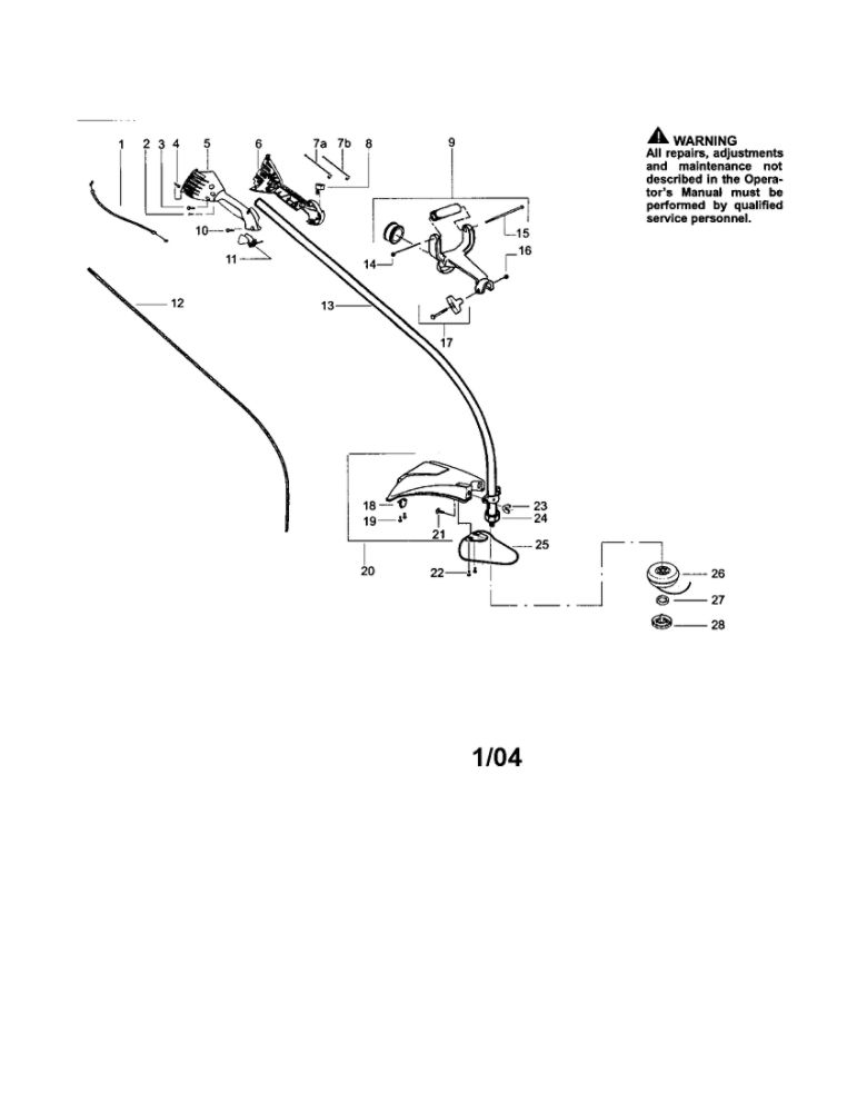 Driveshaft/Handle/Shield Diagram and Parts List for 031  Poulan Trimmer