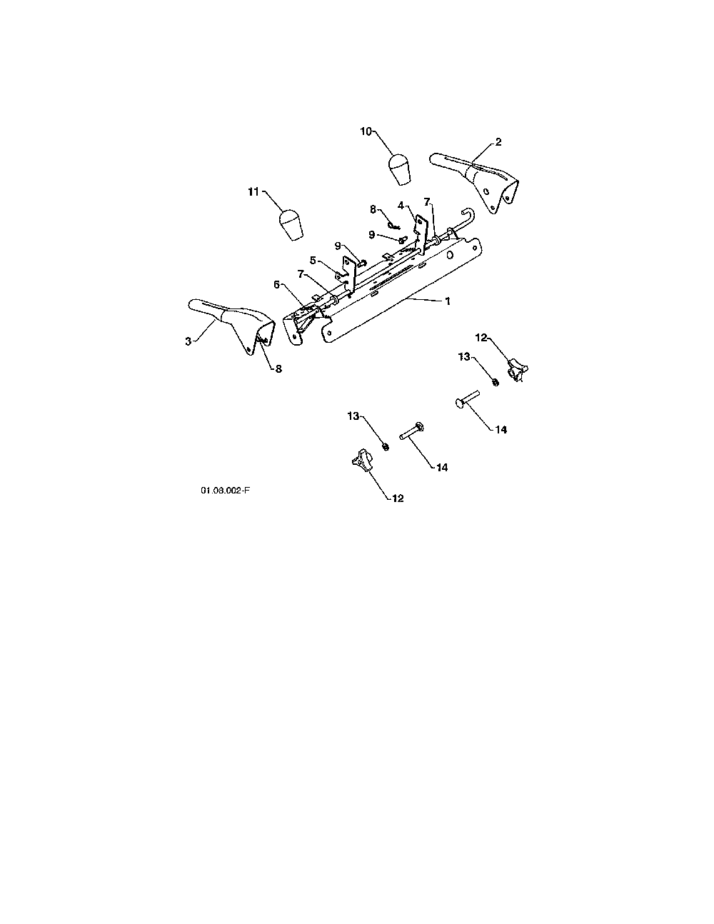 Control panel/levers Diagram and Parts List for 96192003700  Poulan Snow Blower