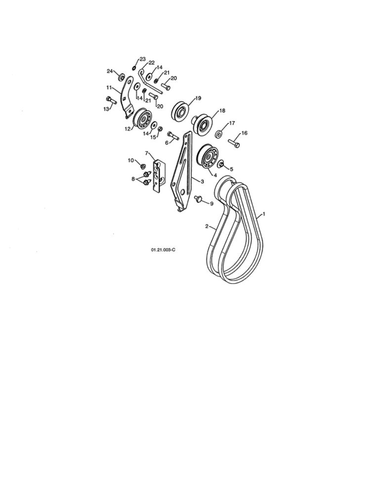 Impeller And Traction Belts Diagram and Parts List for 96198004300  Poulan Snow Blower