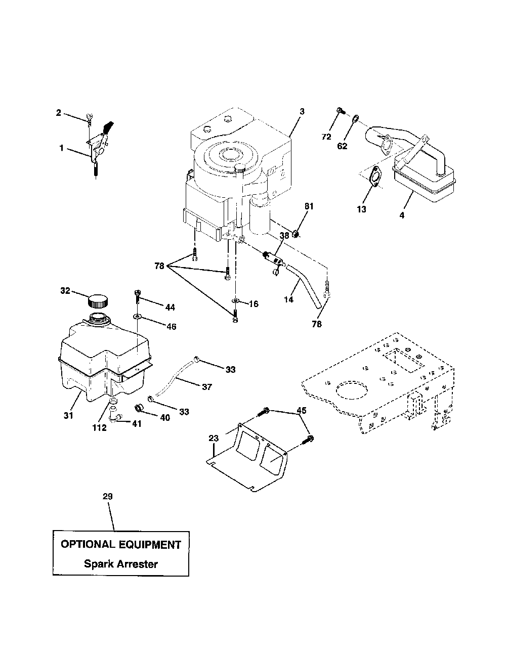 Engine Diagram and Parts List for 917279872  Poulan Lawn Tractor