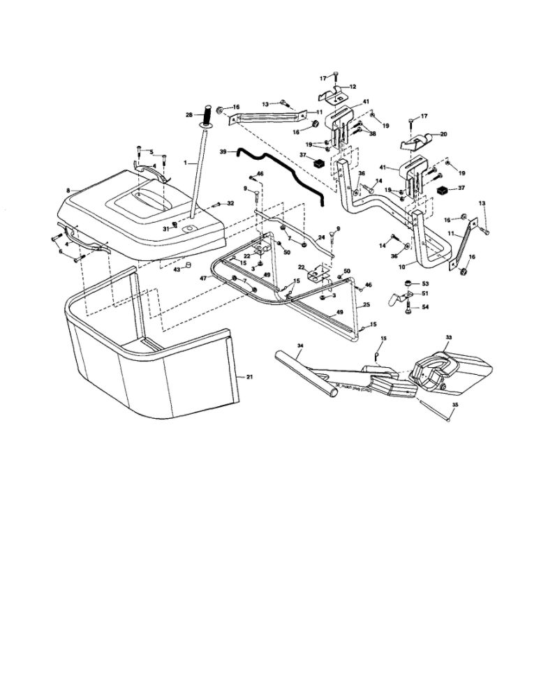 Bagger Diagram and Parts List for CT131  Poulan Lawn Tractor
