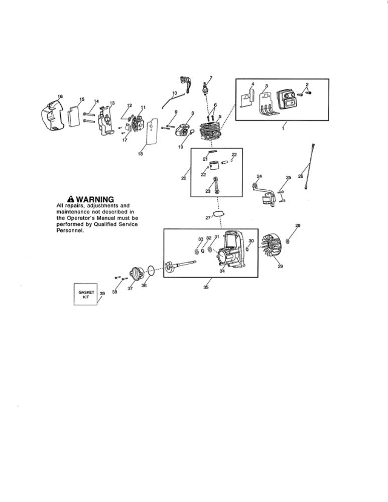 Muffler/Crankshaft/Cylinder Diagram and Parts List for BVM200FE TYPE 3 Poulan Leaf Blower / Vacuum