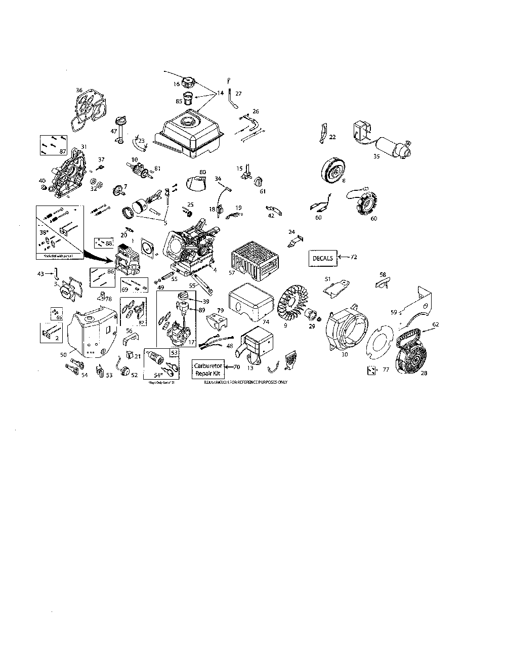 Complete engine - 585742603 Diagram and Parts List for 96192006701  Poulan Snow Blower