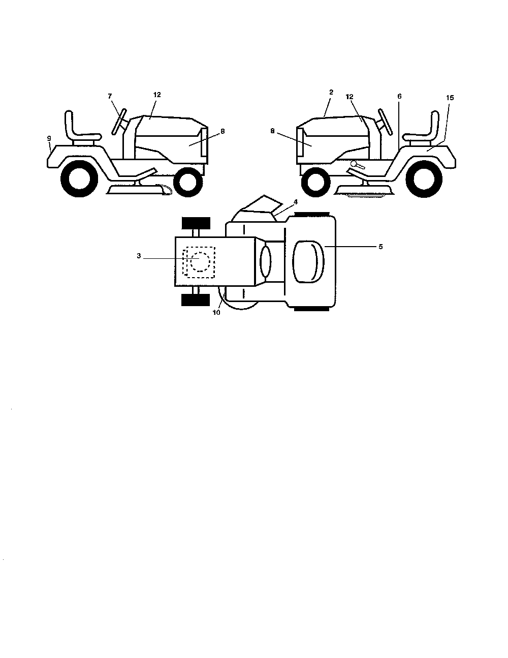 Decals Diagram and Parts List for 96016002200  Poulan Lawn Tractor