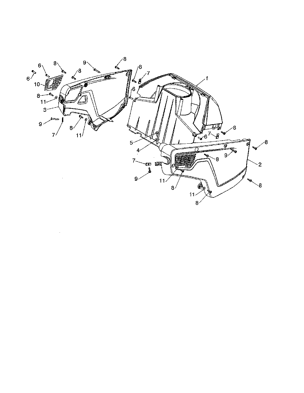 Shroud assembly/plenum Diagram and Parts List for 96182001701  Poulan Snow Blower