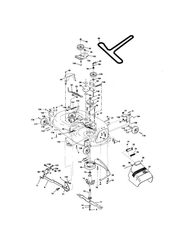 Mower Deck Diagram and Parts List for PK1942YT  Poulan Lawn Tractor