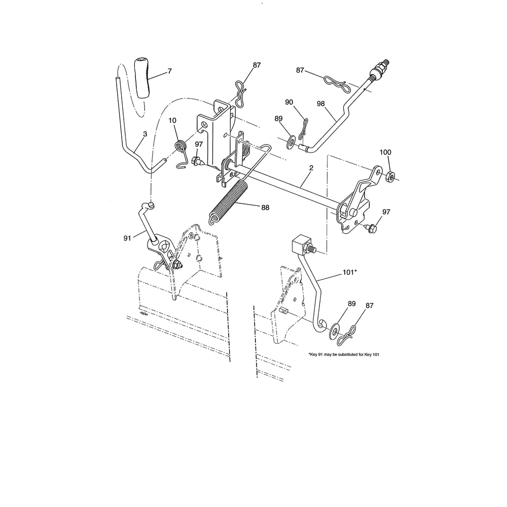Mower Lift Diagram and Parts List for PXT195G42 96046002200 Poulan Lawn Tractor