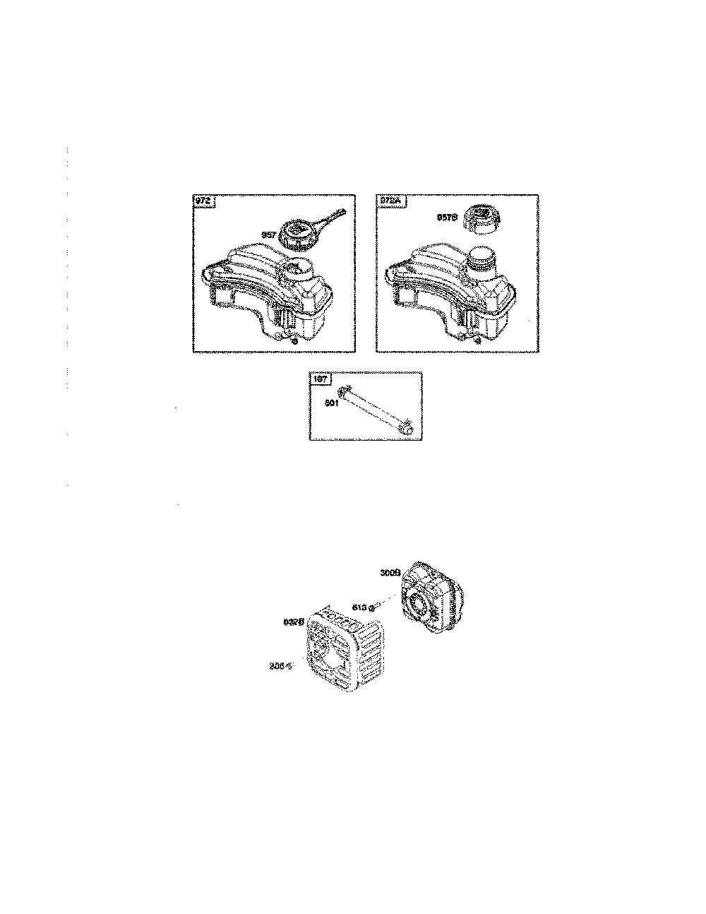 Fuel tank/exhaust system Diagram and Parts List for 96112013002  Poulan Lawn Mower