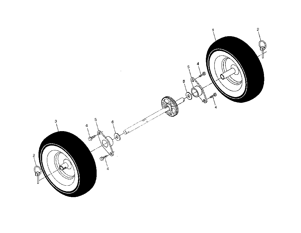 Wheels Diagram and Parts List for 96192000500  Poulan Snow Blower