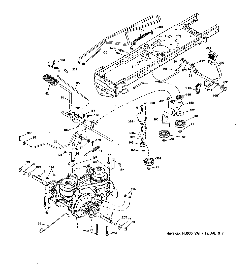 Drive Diagram and Parts List for 917223980  Poulan Lawn Tractor