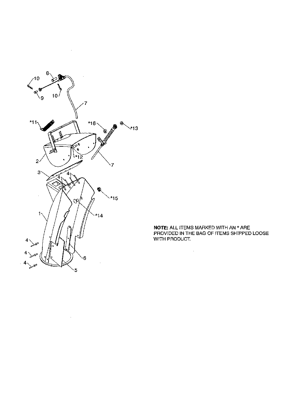 Chute weldment Diagram and Parts List for 96192007104  Poulan Snow Blower
