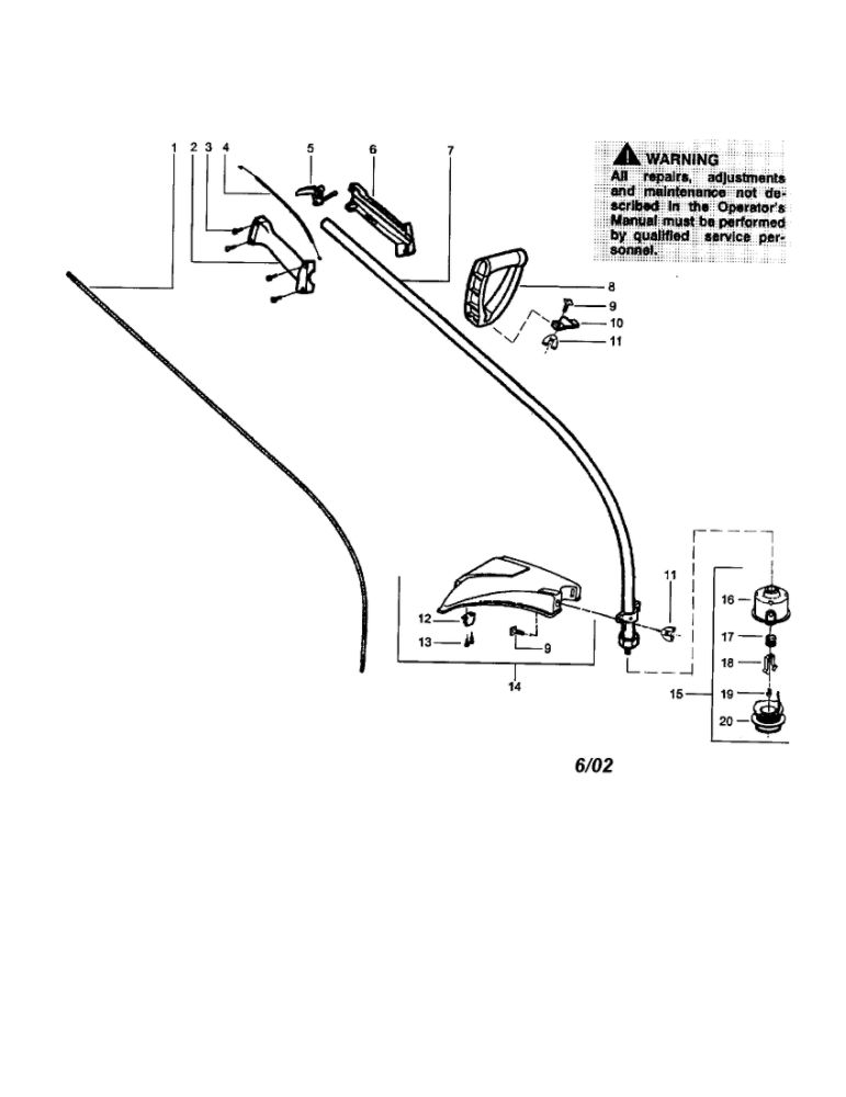 Driveshaft/Cutting Head Diagram and Parts List for FEATHERLITE  Poulan Trimmer