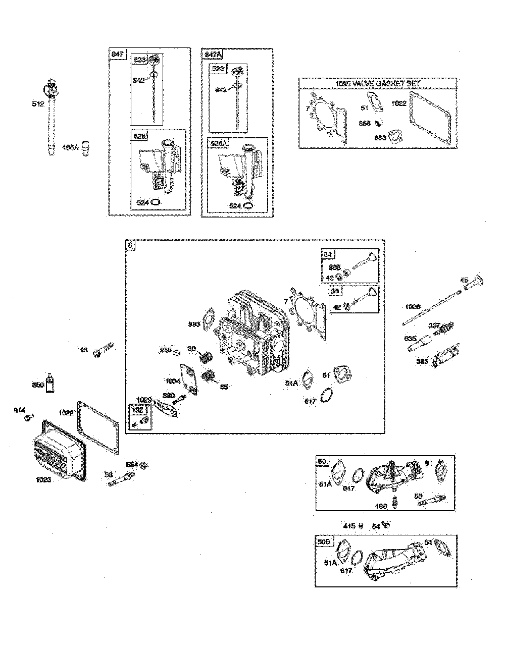 Cylinder head/gasket set/intake manifold Diagram and Parts List for 96046007700  Poulan Lawn Tractor