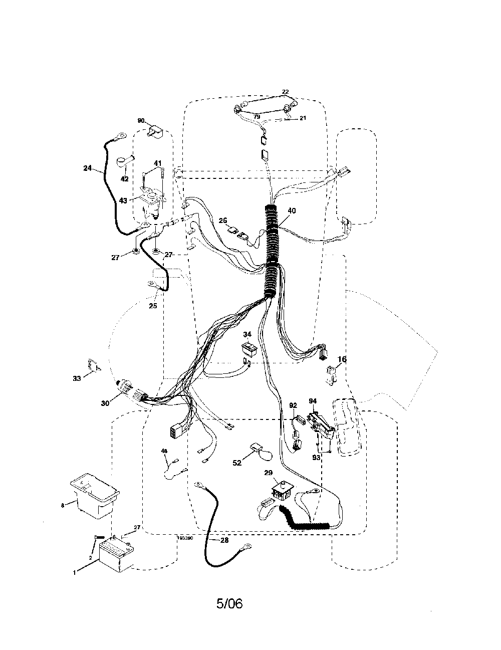 Electrical Diagram and Parts List for BB185H42YT  Poulan Lawn Tractor