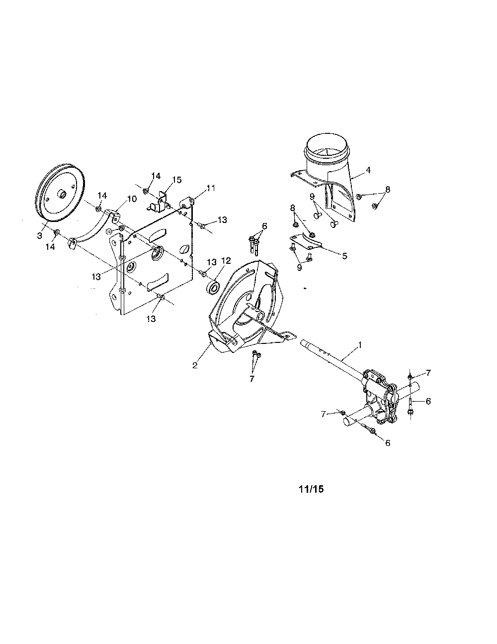Impeller/gearbox Diagram and Parts List for 96192009000  Poulan Snow Blower