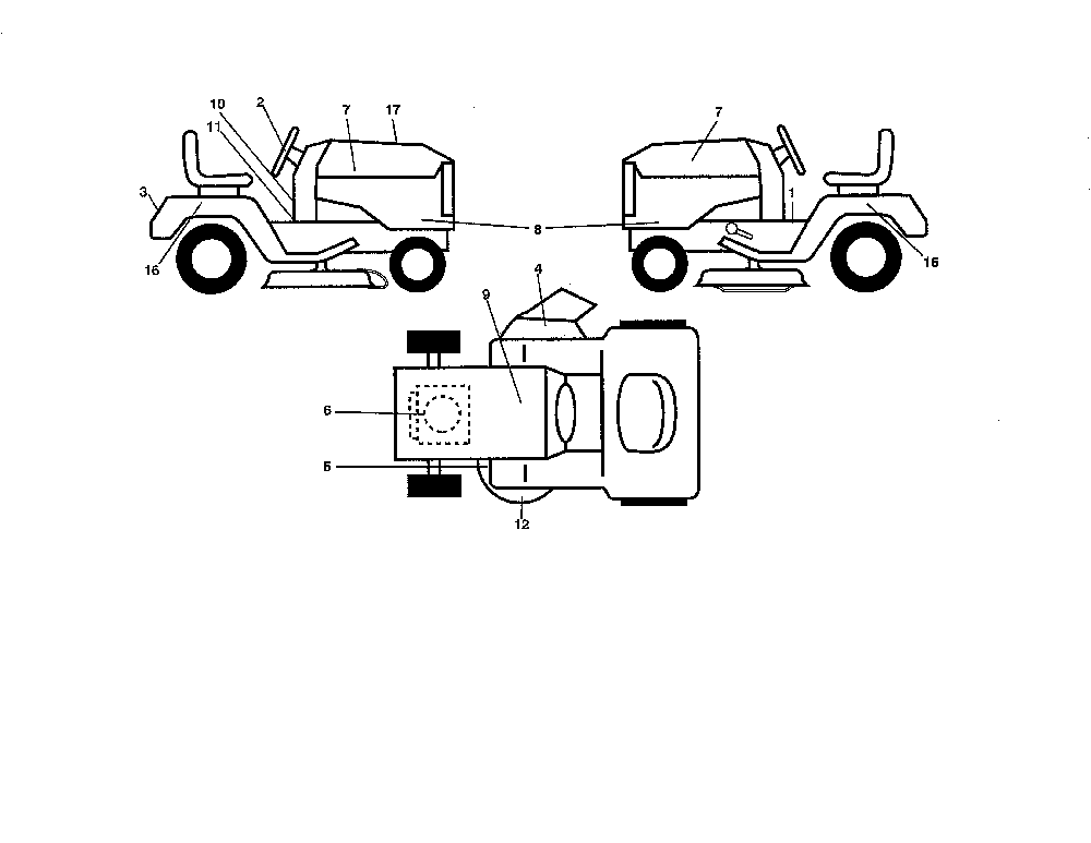 Decals Diagram and Parts List for PB20A46-96042016900  Poulan Lawn Tractor